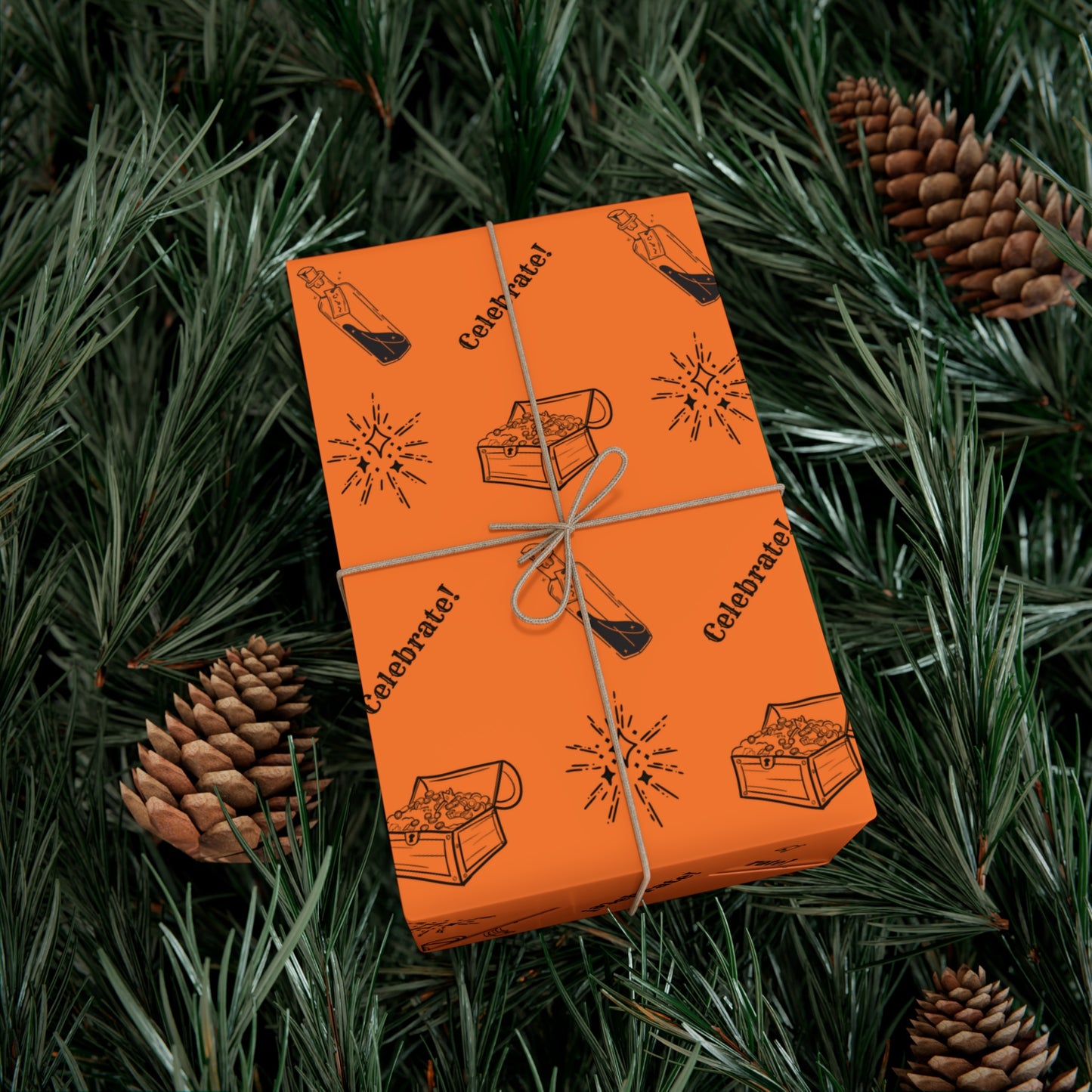 Orange of Treasure and magic celebrate Gift Wrap Papers