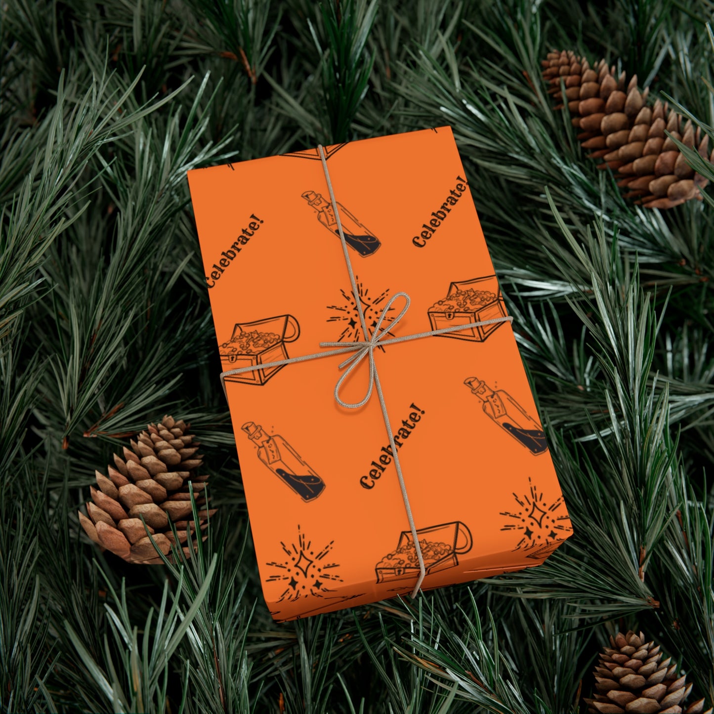 Orange of Treasure and magic celebrate Gift Wrap Papers