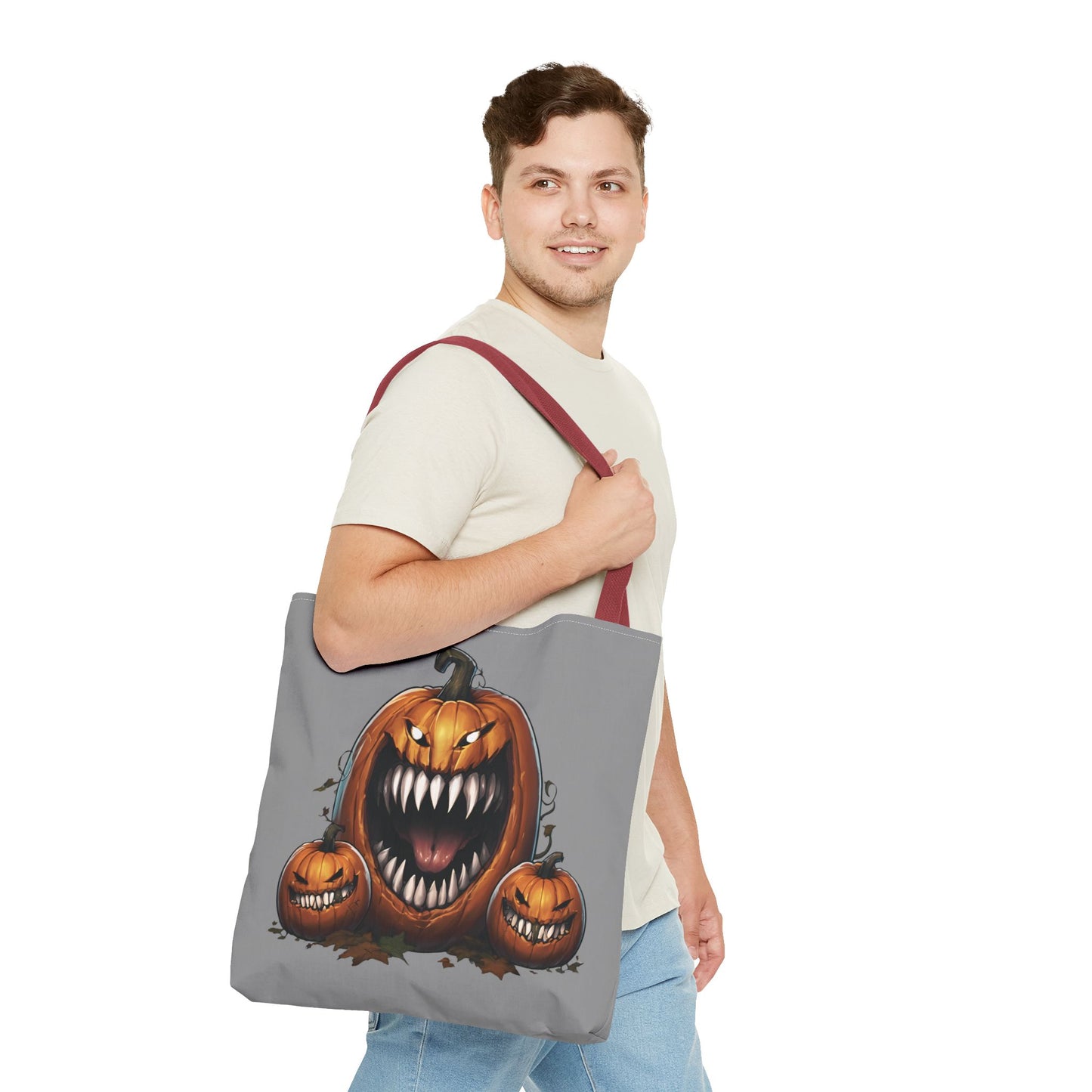 Grey Mimic Pumpkin Tote Bag (AOP)