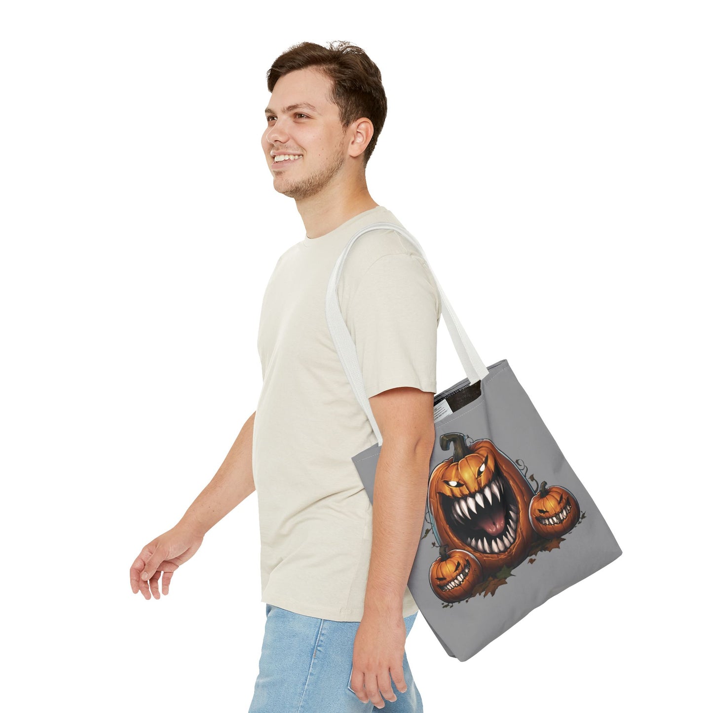 Grey Mimic Pumpkin Tote Bag (AOP)