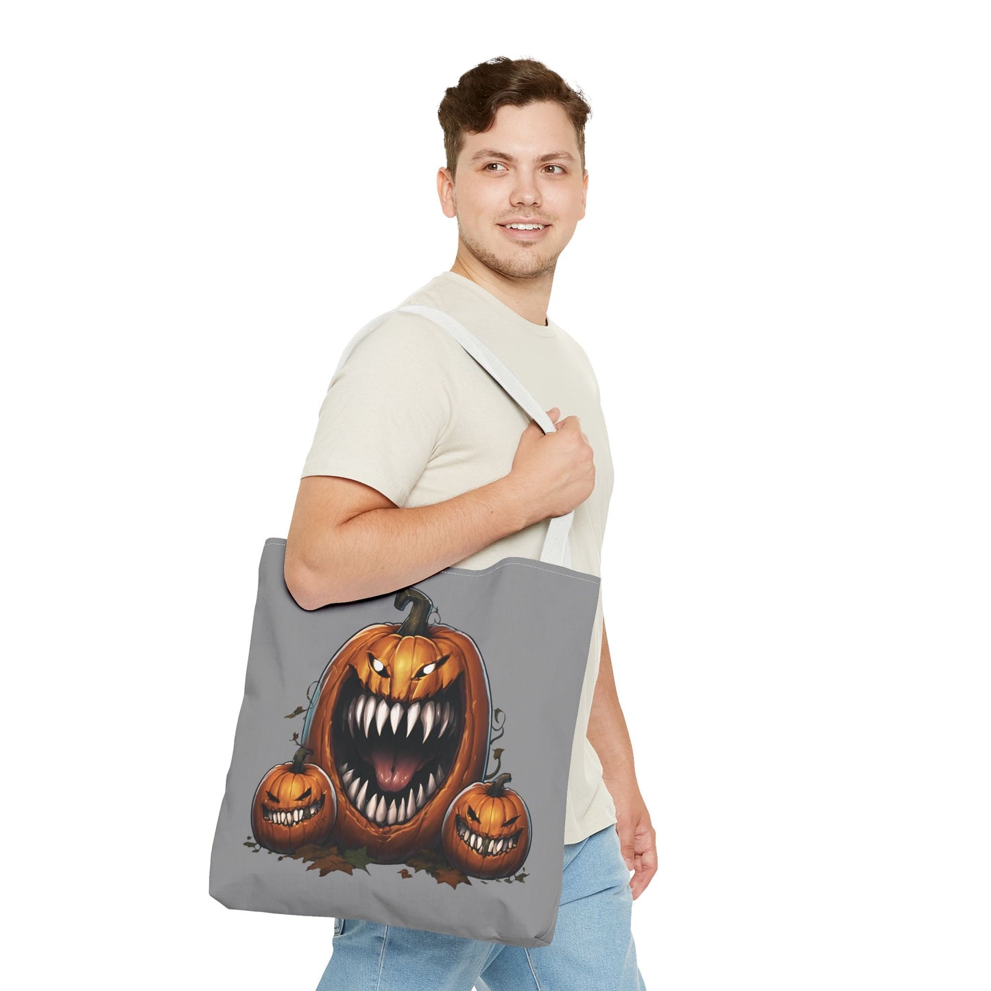 Grey Mimic Pumpkin Tote Bag (AOP)