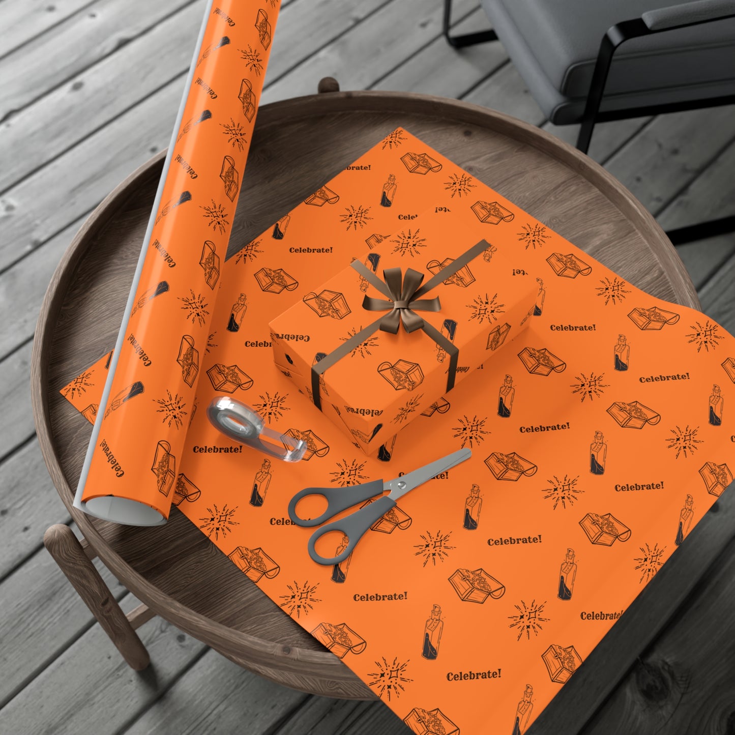 Orange of Treasure and magic celebrate Gift Wrap Papers