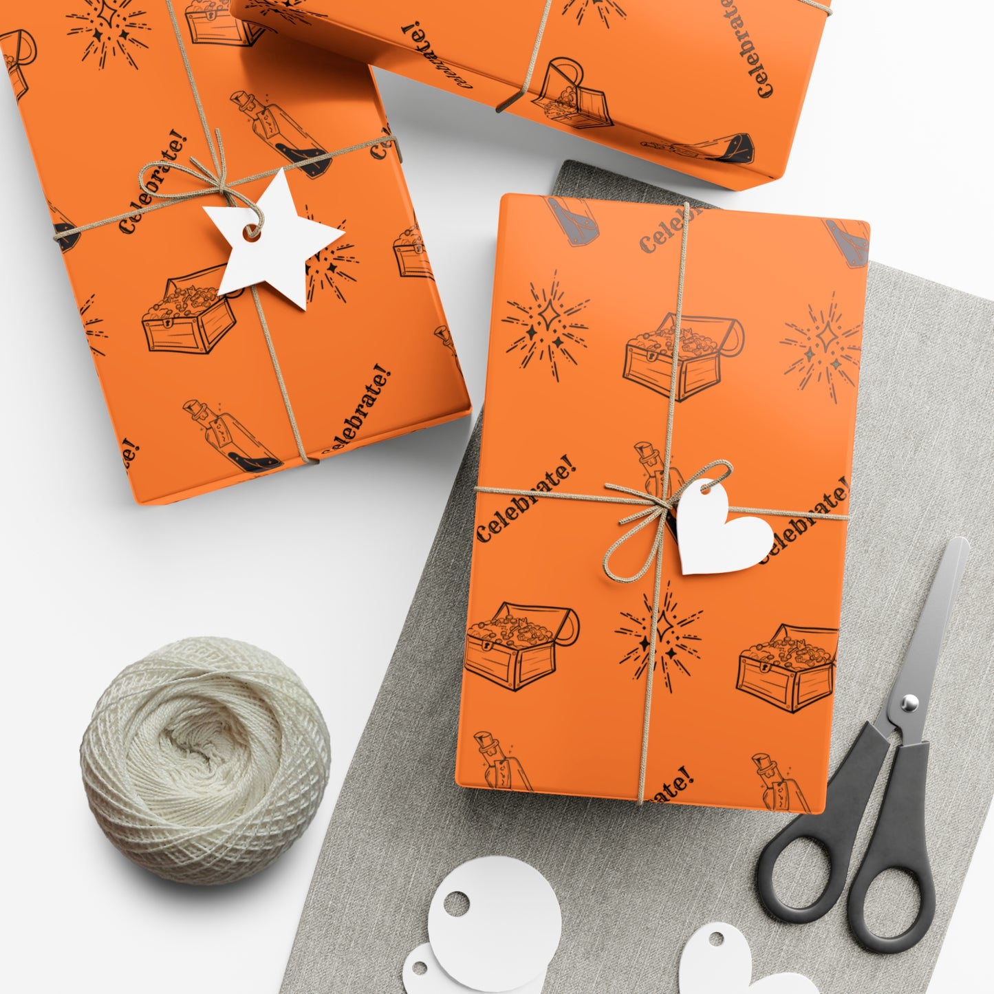 Orange of Treasure and magic celebrate Gift Wrap Papers