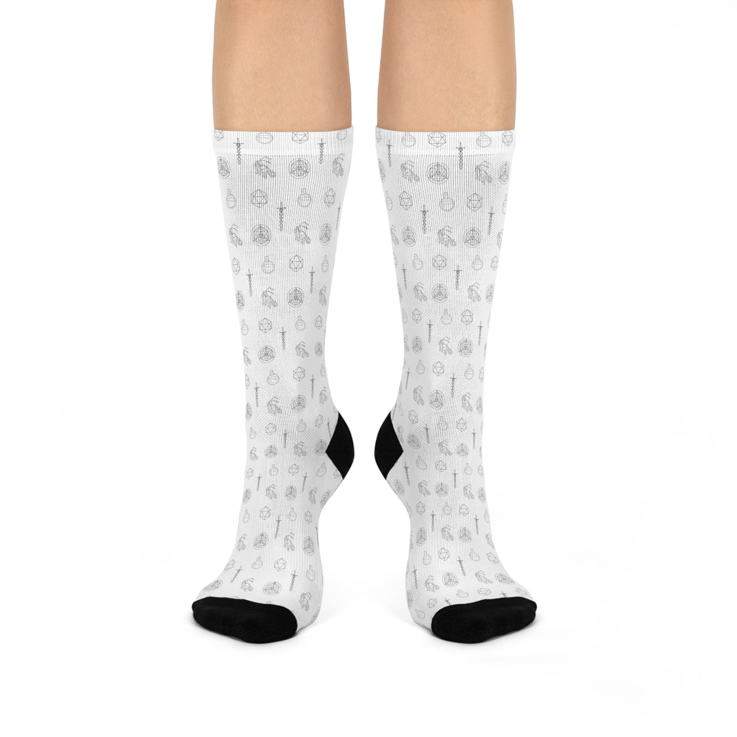 Potion Dragon Sword black on white Cushioned Crew Socks