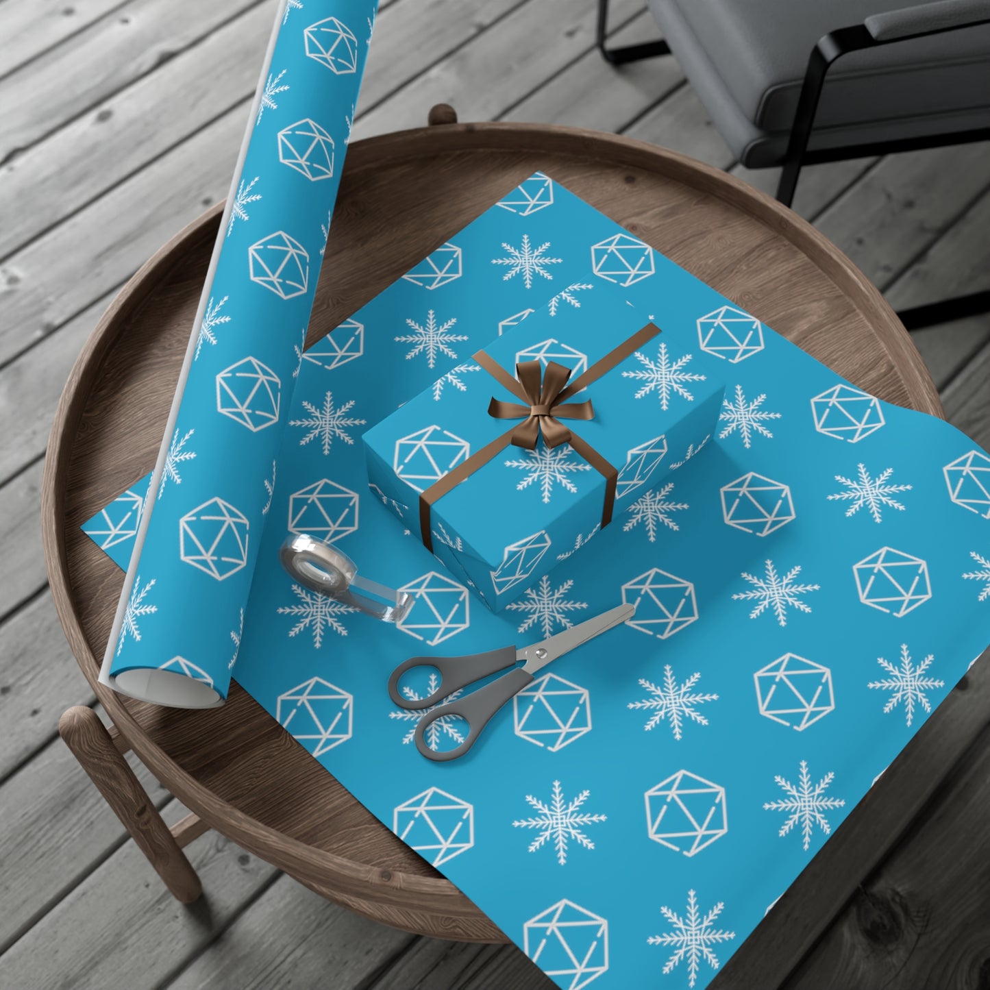 Dice and snowflake in blue Gift Wrap Papers