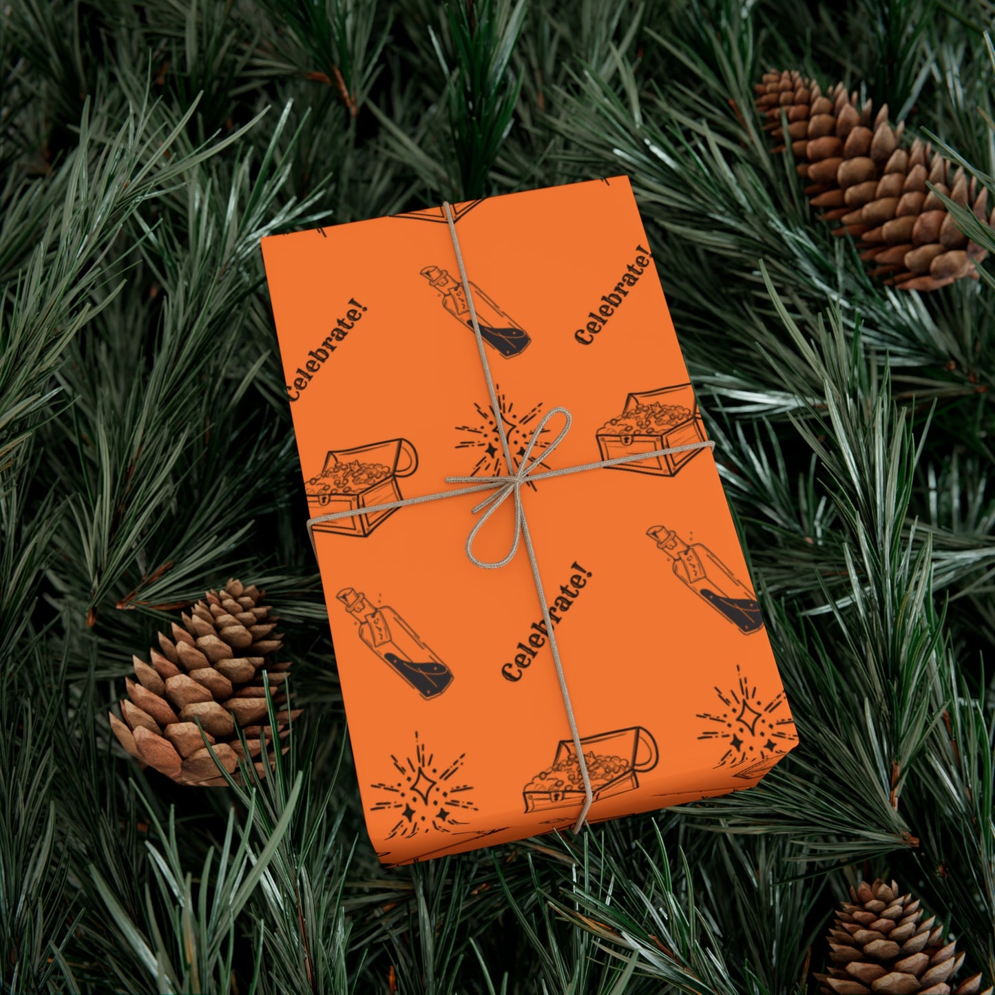 Orange of Treasure and magic celebrate Gift Wrap Papers